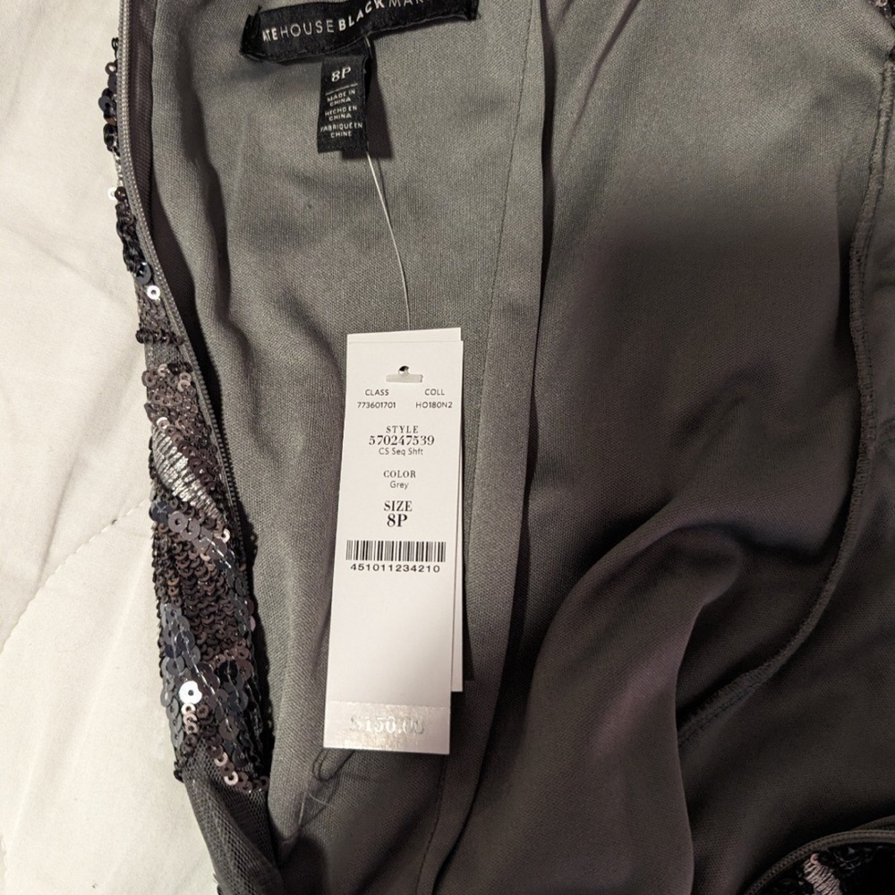 Black and white market Cocktail Dress size 8P sequin new - Picture 5 of 10